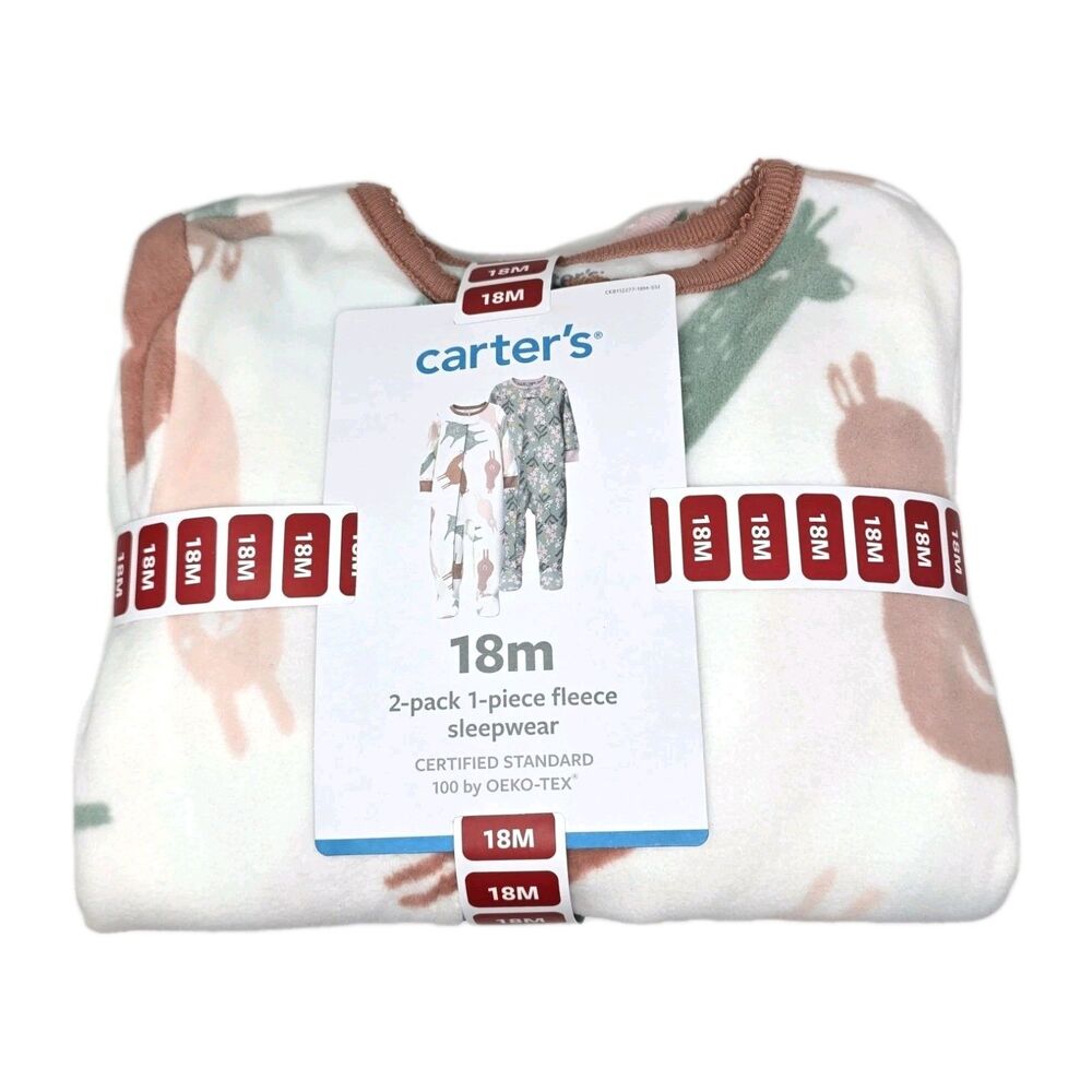 Carters 2pk Soft Fleece Footed Zippered Sleepwear Footies 18M Flowers Llamas